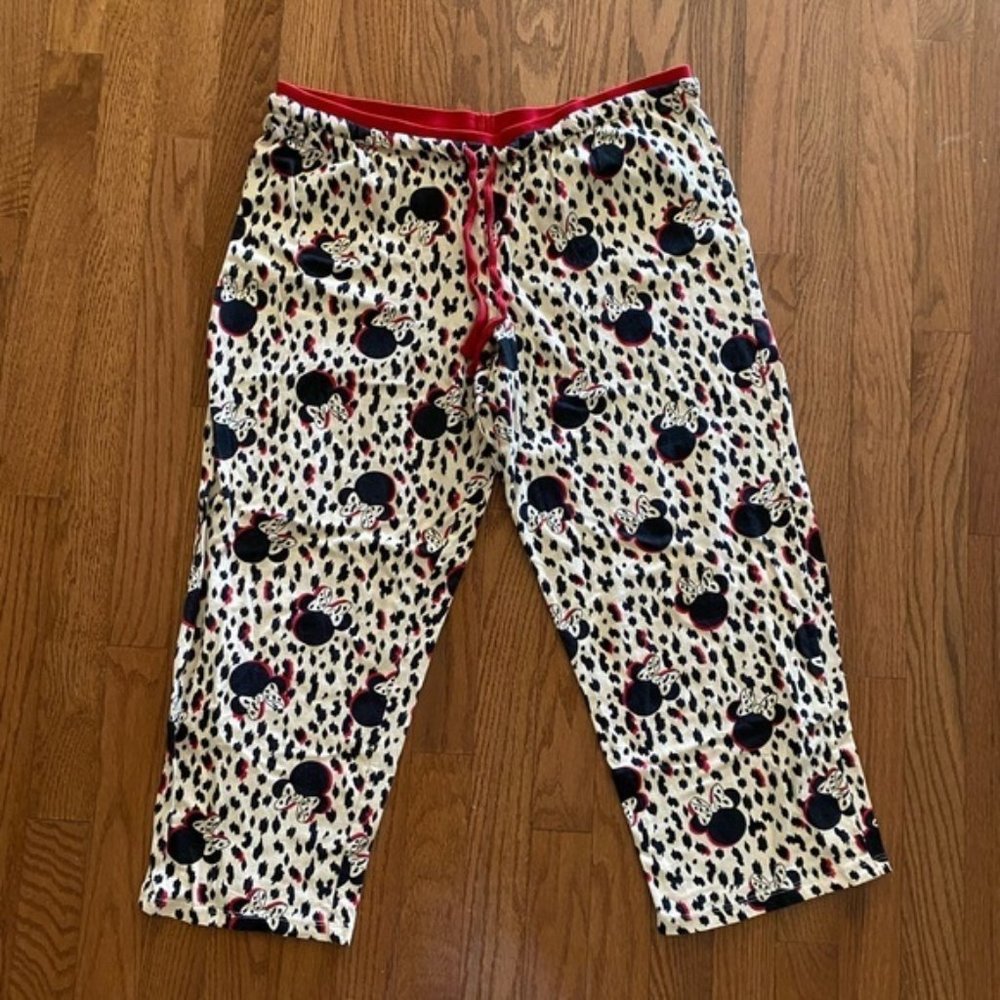 Disney Minnie Mouse Animal Print Pajama Pants Sleepwear Size Large 12-14